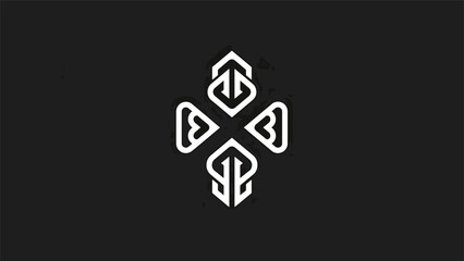 Fototapeta premium Elegant white geometric design on a dark background, abstract symbol.