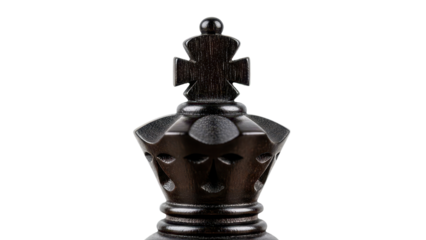 Dark Brown Wooden Chess King Piece isolated PNG with Transparent Background