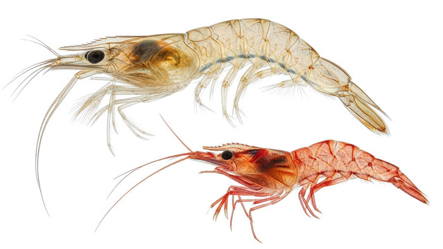 Two Krill Shrimp Zooplankton isolated PNG with Transparent Background