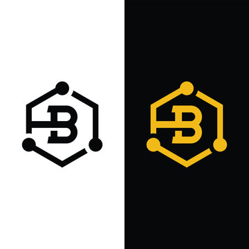 Letter B Hexagon Technology logo design Stock Vectors and Vector Art.