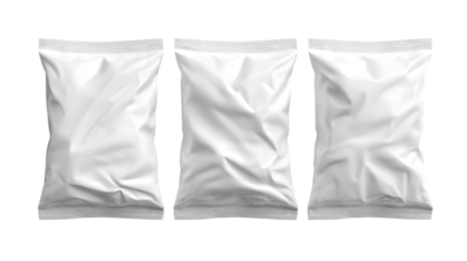 Three White Plastic Bags isolated on a transparent background
