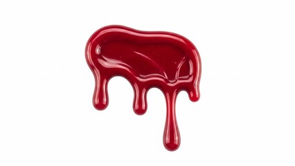 Blood Drip Liquid Red Substance Isolated on White Background.