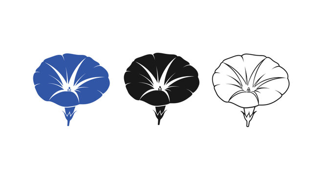 Minimalist illustration set of morning glory silhouettes, Symbolizing freshness and simplicity, flat vector design illustration.