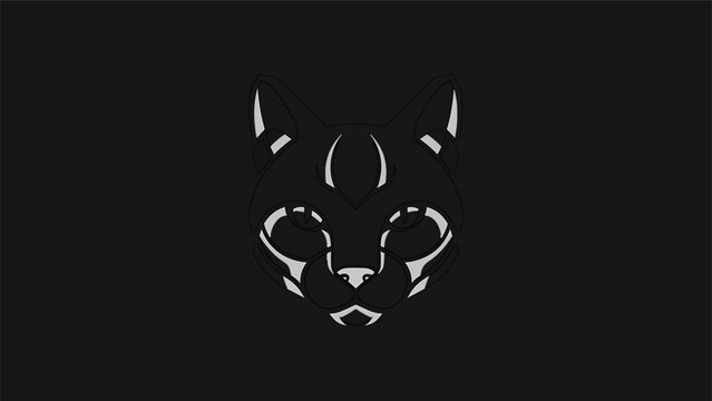 Minimalist cat head silhouette design on a dark background elegant and modern logo icon