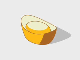 Sycee gold ingot isometric vector illustration with shadow