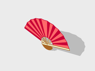 Hand fan isometric vector illustration with shadow