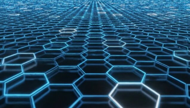 Neon Blue Hexagon Grid Background