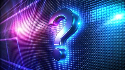 Illuminated Query A 3D Metallic Question Mark on a Dynamic, Glowing Grid Background