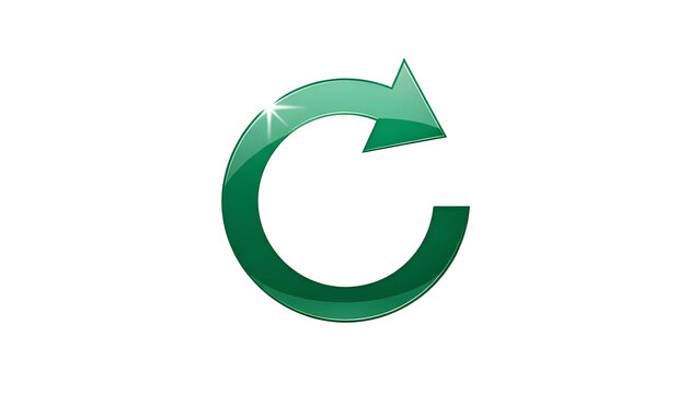 Green glossy circular arrow symbol for refresh, renewal, recycling, and sustainable design. isolated PNG with Transparent Background - Powered by Adobe