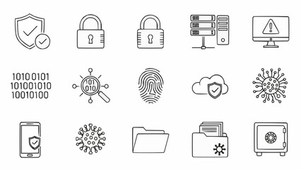 Cybersecurity Icons Set Digital Protection Technology Concepts. © SAKILAS