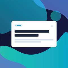 Minimalist user interface card element on abstract blue and green liquid background