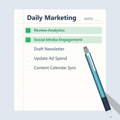 A professional businessman at an office desk uses a pen to write on a blank paper document, completing a customer service satisfaction survey to track business success and job notes