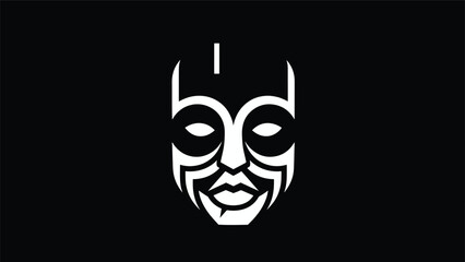 Obraz premium Intricate tribal mask design with bold lines and striking features, a cultural symbol.