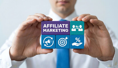 Affiliate Marketing Program Concept. Partnership marketing in social media. Refer a friend concept.Partnership marketing in social media. new