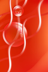 Hyaluronic acid and Niacinamide skin solutions ad, red collagen serum drops with cosmetic advertising background ready to use, illustration vector.