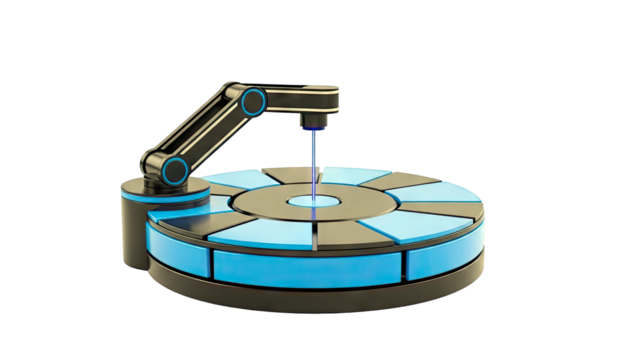 Robotic Arm with Laser and Rotating Platform - Powered by Adobe