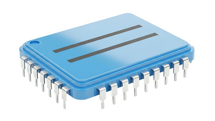 Blue Integrated Circuit Chip with Pins