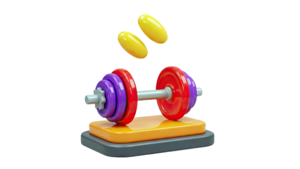 Colorful Dumbbell and Pills 3D Illustration