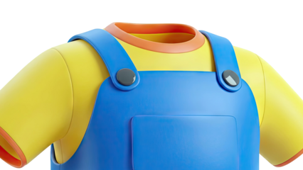 Cartoon Yellow T-shirt and Blue Overalls