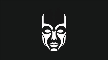 Obraz premium Intricate white mask design against a stark black background, artistic expression.