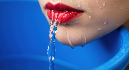 Woman Drinking Water from Tap.