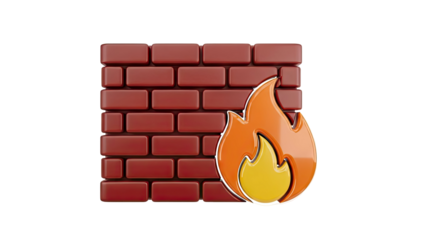 Firewall Icon with Flame