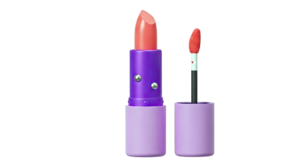 Lipstick and Applicator in Purple and Lavender Packaging