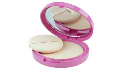 Pink Compact Powder with Puff and Mirror