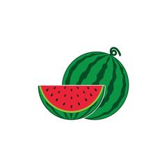 Fresh Watermelon Fruit Vector Icon, Minimalist and Modern Fruit Illustration