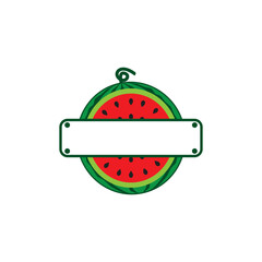 Fresh Watermelon Fruit Vector Icon, Minimalist and Modern Fruit Illustration