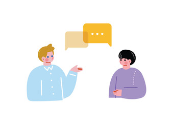 欧米人と会話する日本人男性