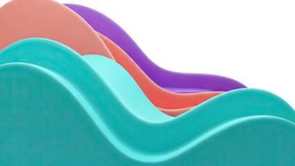Abstract Wavy Shapes in Teal, Coral, and Purple