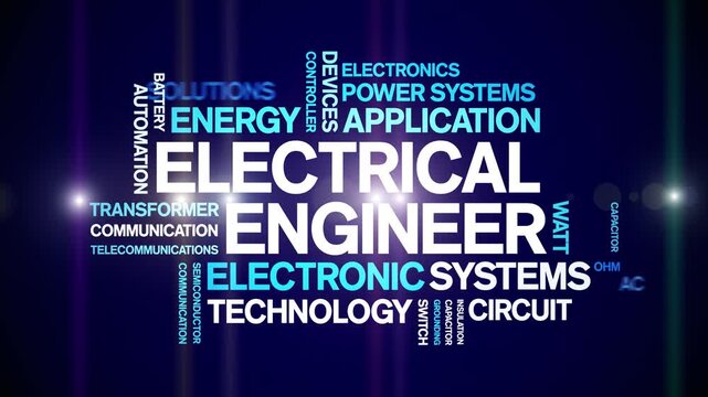 Electrical Engineer animated word cloud-text design animation tag kinetic typography seamless loop.