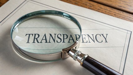Magnifying Glass Over Paper Highlighting the Concept of Transparency in Business and Ethical Practices