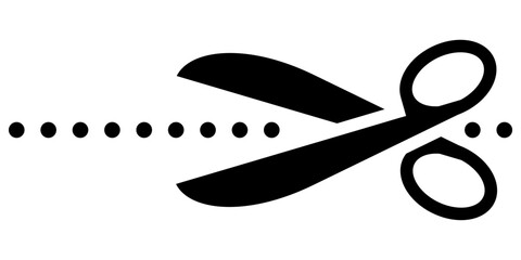 Cut Here black icon isolated on white background. 