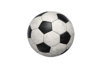 Soccer ball game equipment for team sports, athletic competition and football recreation on transparent background