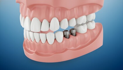 Obraz premium Restorative Dentistry Concept Showing Permanent Tooth Replacement with Implants