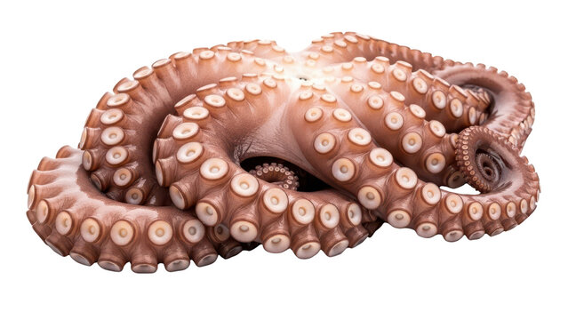 Large Raw Octopus Body with Tentacles and Suction Cups Product Shot isolated PNG with Transparent Background