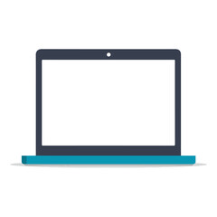 Minimalist Laptop Icon with Blue and Gray Colors