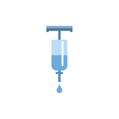 Minimalist Medical Syringe Icon with Droplet and Liquid