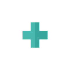 Minimalist Teal Cross Symbol on White Background