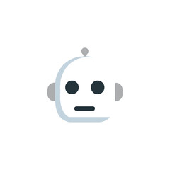 Minimalist Robot Face Icon, AI, Technology Design Element