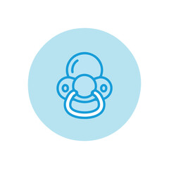 Modern Baby Pacifier Icon on Blue Background Design