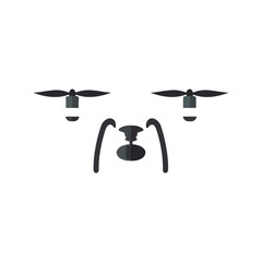 Modern Drone Icon Flat Design, Tech Illustration, White Background