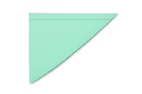 Triangular mint green paper scrap texture with torn edge, isolated on transparent background, for graphic design - Powered by Adobe