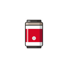 Red Soda Can with White Circle and Modern Design