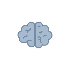 Simple Brain Icon on White Background, Minimalist Design