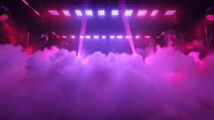 Vibrant Nightclub Stage with Purple and Pink Lighting.