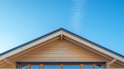 A stunning architectural image of timber construction featuring exposed framing and clear sky space