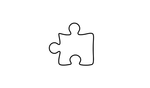 Rounded puzzle outline icon with thin black line design for logo and branding use